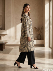 Petal Drift: Mandarin Collar Knee Top 87033